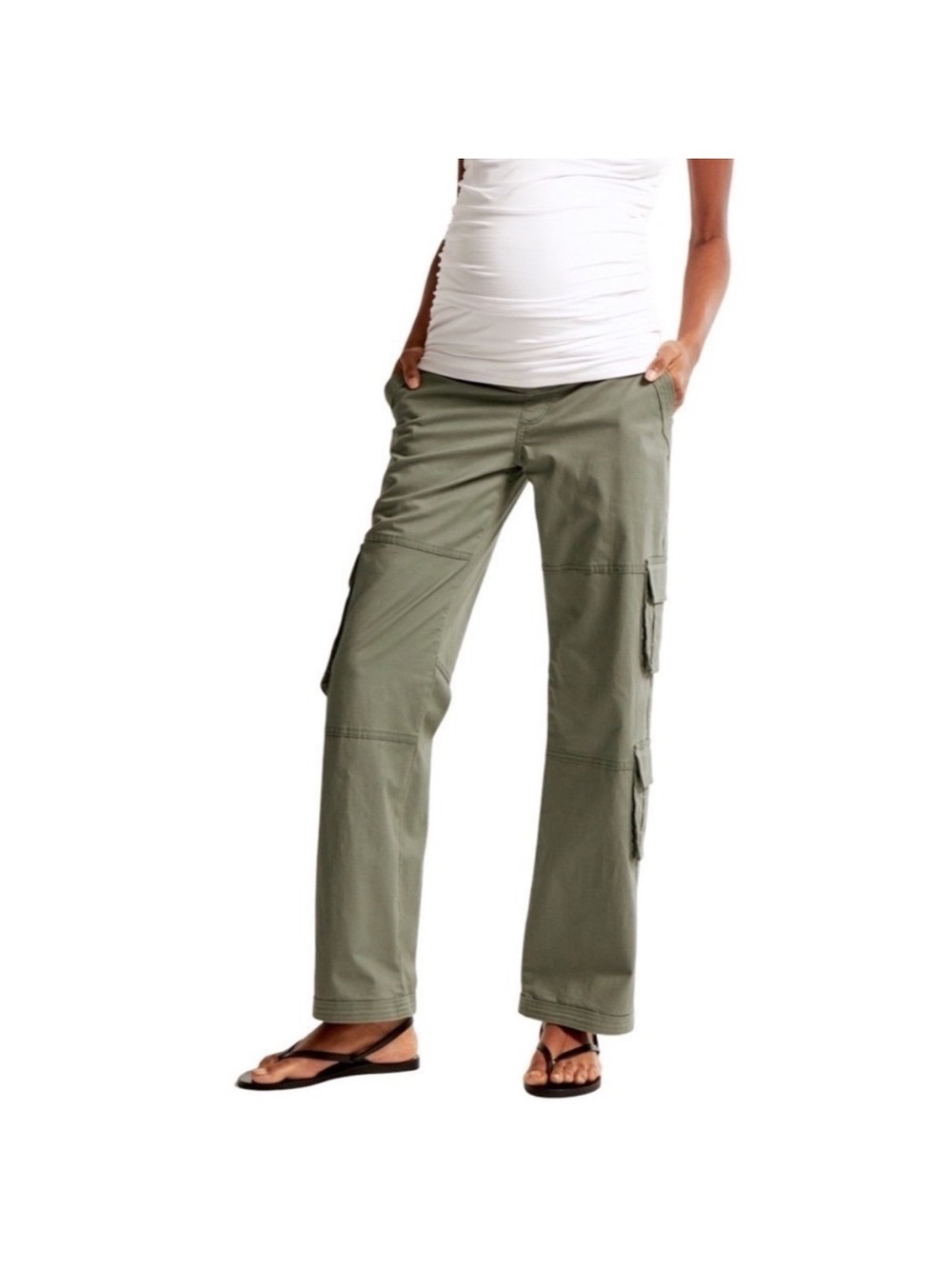 Abercrombie & Fitch Maternity Classic Olive Cargo Pants for Women